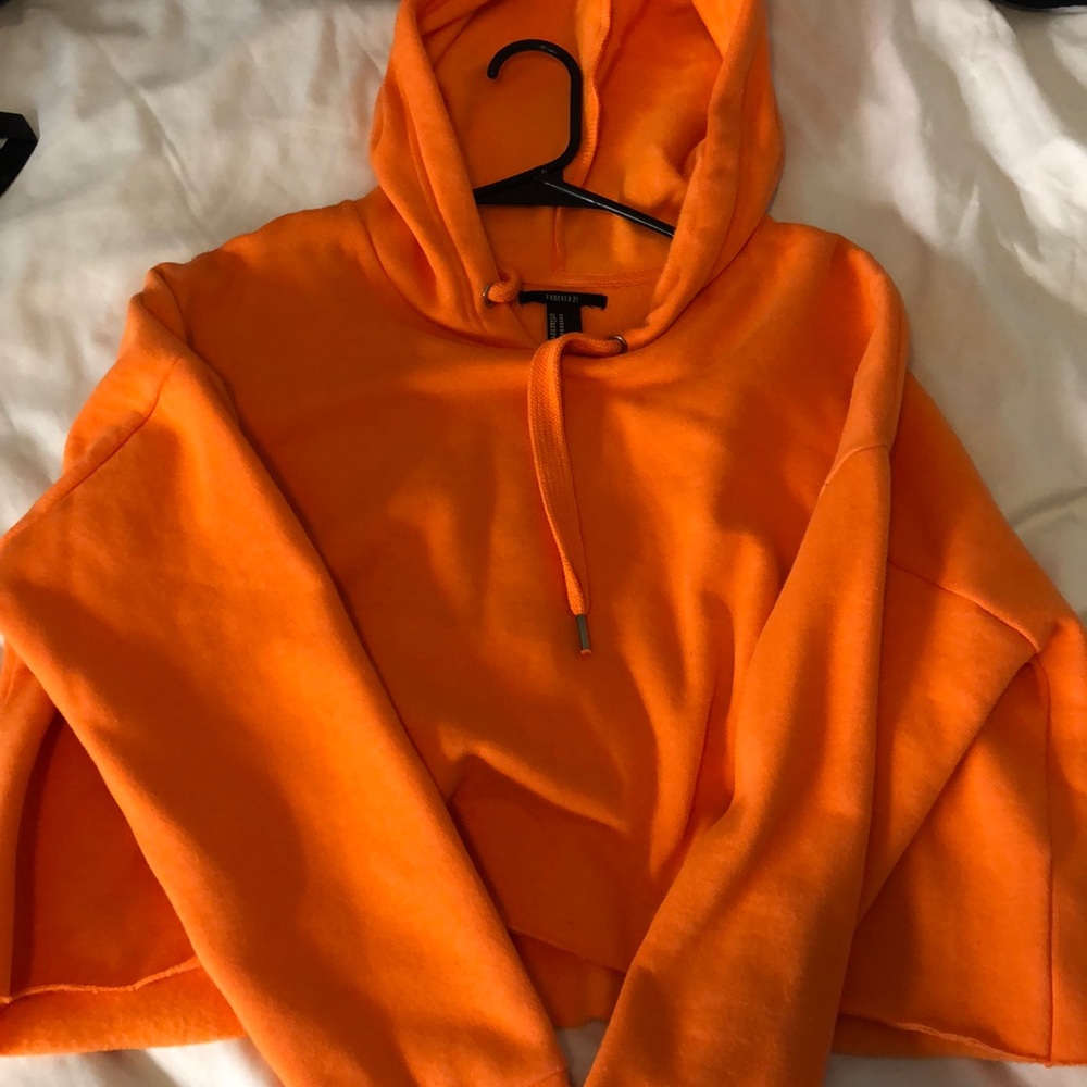 Orange cropped hoodie Forever21